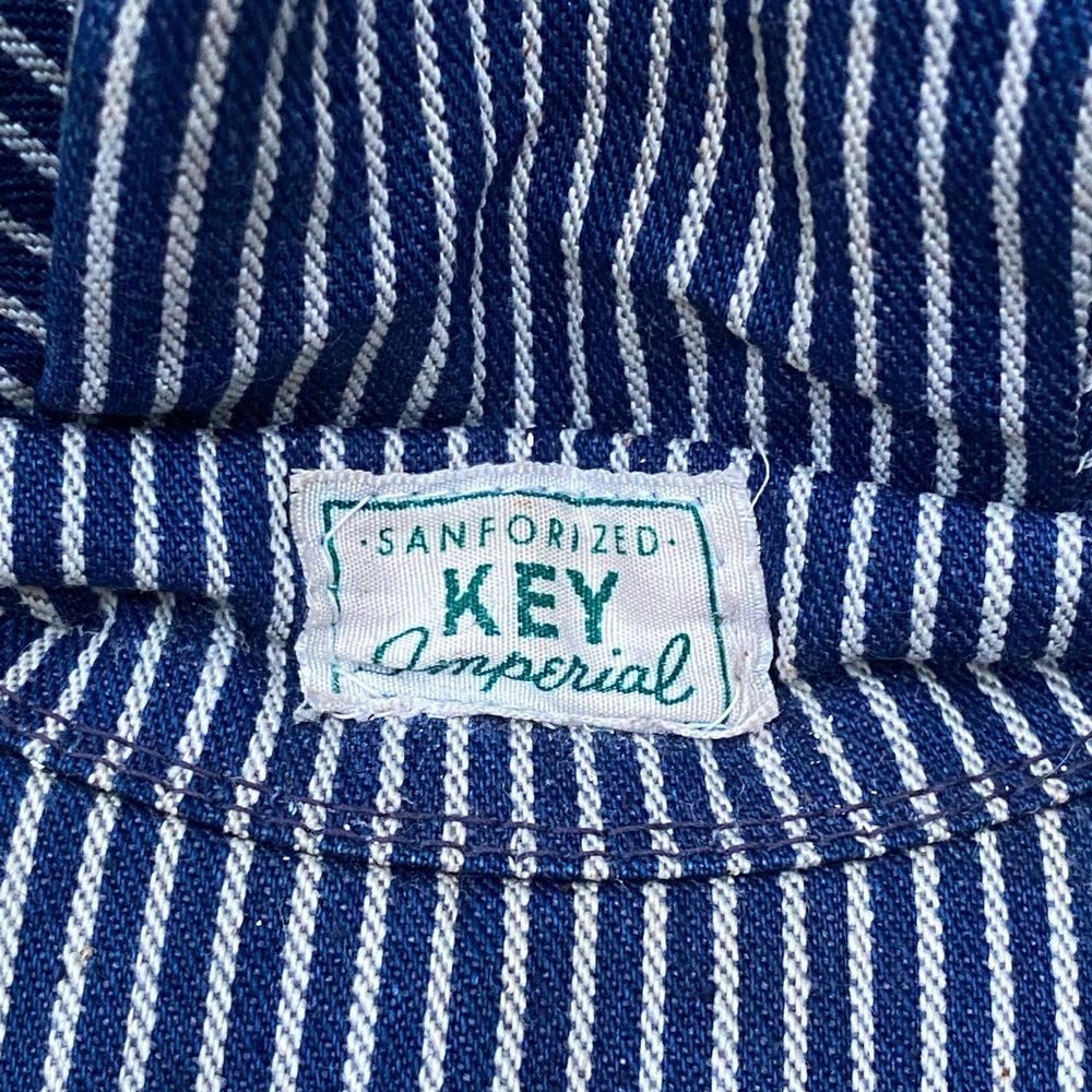 Rare 1950’s Vintage Sanforized Key Imperial Blue and White Striped Hat